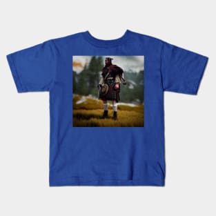 Scottish Highlander in Clan Tartan Kids T-Shirt